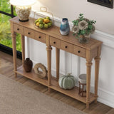 TREXM Retro Console Table with 4 Drawers and Open Shelf, perfect for Entryways, Living Rooms, and N715P202860D
