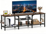 Industrial 3-Tier TV Stand for 65 Inch TV, Heavy Duty Metal Frame Entertainment Center with Anti-Tip 92761719