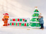 9.5 FT Inflatable Merry Christmas Sign with Gingerbread Man & Xmas Tree, Built-in LED Lights Blow Up 37609638