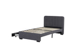 Twin Size Platform Bed Frame with 2 Storage Drawers and Headboard with USB, Linen Fabric Simple W1670P255482