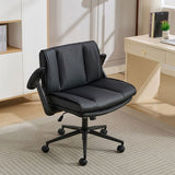 Cross Legged with Flip-Up Armrests Leather, Cross Legged Office on Wheels, Comfy Swivel 94377216