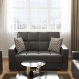 PrimeNest ZenAero Collection Upholstered Convertible Loveseat with Storage, Black-PU B030P281754