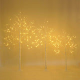 ZUN Set of Lighted Birch Tree, 4FT 48 LED/5FT 72 LED/6FT 96 LED Artificial Tree with Warm White Lights, N710P181843Y