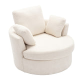 Oversize Round Swivel Chair Cozy Club 360 degrees Swivel Sofa with 3 Pillows Fabric for Living Room W2231P143513