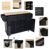Kitchen Cart with Rubber wood Drop-Leaf Countertop ,Cabinet door internal storage racks,Kitchen 10459641