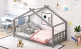 Twin Size House Bed Wood Bed, Gray WF282521AAE