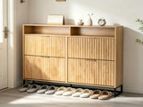 () 4-Compartment Flip-Up Drawer Shoe Cabinet with Grilles and 2 Drawers LED 19063139