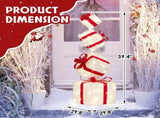 3FT Lighted Gift Box Tower, Pre-lit Stacked Present Boxes Ornament with 80 LED Warm White Lights and 34916158