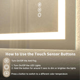 20x28" Frameless Tempered Mirror Dual LED Light Strips Front and Back LightingUnable ship on 52079319