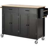 Kitchen Island Cart with Solid Wood Top and Locking Wheels,54.3 Inch Width,4 Door Cabinet and Two 59372861