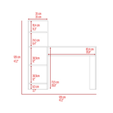Writing Desk, Four Shelves, White / Pine B097133191
