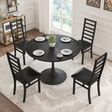 ZUN Dining Table Set for 4, 47 Inch Tulip Table with 4 Chairs for Dining Room ,Coffee Shop ,Small 70943951