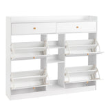 ZUN FCH 4 Drawers 2 Drawers with Top Baffle Shoe Cabinet Particle Board 128*25*107cm White 41329802