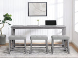Bar Table Set with Power Outlet, Bar Table and Chairs Set, 4 Piece Dining Table Set, Industrial W487P339352