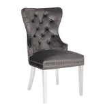 Erica 2 Piece Stainless Steel Legs Chair Finish with Velvet Fabric in Dark Gray 808857803009