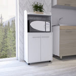 ZUN Rockford Kitchen Cart, Open Shelf, Double Door Cabinet, Two Interior Shelves B128P148971