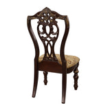 ZUN Formal Traditional Dining Chairs 2pc Set Dark Cherry Finish with Gold Tipping Jacquard Fabric B01178666