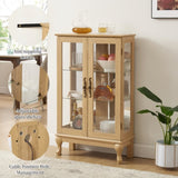 2 Doors Curio Cabinet with Tempered Glass Doors, Curio Cabinets with Mirrored Back Panel and W2275P178895