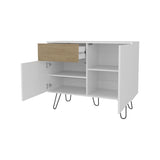 Red Rock Sideboard with Hairpin Legs, White and Natural Oak Finish B128P287516