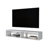 Central Floating media rack in melamine with two shelves,white B128P227636