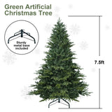 Artificial 7.5ft Green Christmas Tree with 3135 PE/PVC Mixed Branch Tips, Steel wire, Hinged Premium 75387029