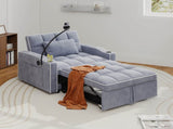 Corduroy Pull-Out Sleeper Chair With Pillow, Brushed Stainless Steel Cup Holder, Phone Stand & Usb 63924354