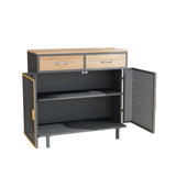 ZUN 31.5"Wide 2 Drawer Sideboard, Modern Furniture Decor, Made with Iron+ Carbonized Bamboo, Easy T2396P280629