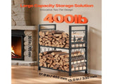 Indoor Firewood Rack, 1.3 ft 2-Tier Log Holder with Fireplace Tools, Includes Brush, Shovel, Poker, 03867713