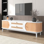 ZUN Rattan TV Stand for TVs up to 75'', Modern Farmhouse Media Console, Entertainment Center with Solid WF316663AAK