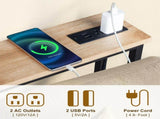 2 Pack 39.4" Narrow Console Sofa Table with Power Outlets and USB Ports, Long Couch Table with Metal 32435224