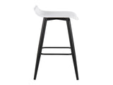 Contemporary Fixed-Height Bar Stool in Black Steel and White Faux Leather - Set of 2 B202P222131