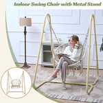 ZUN Swing Chair Handmade Macrame Swing Hammock Chair with Stand 17162944