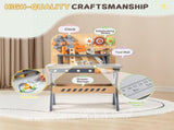 Wooden Tool Bench Play Set for Toddlers, Pretend Play Workbench with Clock, Interlocking Gears, 38037431