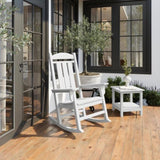 White Traditional Porch Rocker Classic HDPE Poly Lumber for Porch, Patio, and Garden Comfort B195P198772