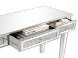 3-Drawer Modern Style Diamond-Embellished Computer Desk MDF with Mirror Finish 42*15*29.92in Silver 99489449
