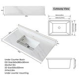 43 Inch Marble Vanity Top, White Vanity Top with Pre-drilled Faucet Holes, Bathroom Vanity Top with 29510975