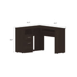 ZUN Black Wengue 2-Drawer 1-Shelf L-Shaped Computer Desk B06280388