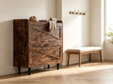 2-Drawer Top-Mounted Barn Door Shoe Cabinet Melamine Board Embossed MDF Shoe Cabinet 98843919