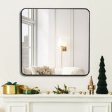 36in x 36in Inch Black Metal Framed Square Bathrrom Mirror for Wall. W2203P310398
