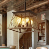 (Same as W1340111204/L1010) 16" Black Gold Industrial 4-Light Pendant Chandelier, Modern Metal Cage W1340P206637