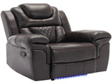 Home Theater Seating Manual Recliner Chair with LED Light Strip for Living Room,Bedroom, Brown WF310725AAD