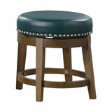 ZUN Round Swivel Stools Set of 2, Green Faux Leather 360-degree Swivel Seat Nailhead Trim Solid Wood B011P201570