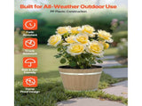 Set of 4 Large 11.81-inch Whiskey Barrel-Style Planters with Drainage Holes, Durable Plastic Flower 72196689