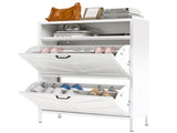 Metal Cabinet White - 2 Flip Drawers Open Storage Layer Rack, Slim 11.8"D Freestanding Steel T2398P482740