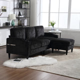 UNITED WE WIN Sofa for three, solid wood frame, Chenille fabric, side pocket, with two cup holders, W1568142742