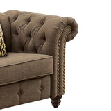 Brown Tufted Accent Chair with Pillow B062P209145