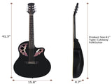 41 inch Cutawary Round Back Acoustic Guitar Spruce Top Grape Hole Black 53570421