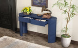 TREXM Entryway Table with Fluted Design, Modern Console Table with Storage, Oval Top and 2 Drawers N715P233435M