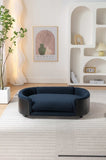 ZUN Scandinavian style Elevated Dog Bed Pet Sofa With Solid Wood legs and Black Bent Wood Back, Cashmere W794125949