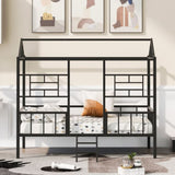 Metal House Bed Frame Twin Size with Slatted Support No Box Spring Needed Black MF289091AAB